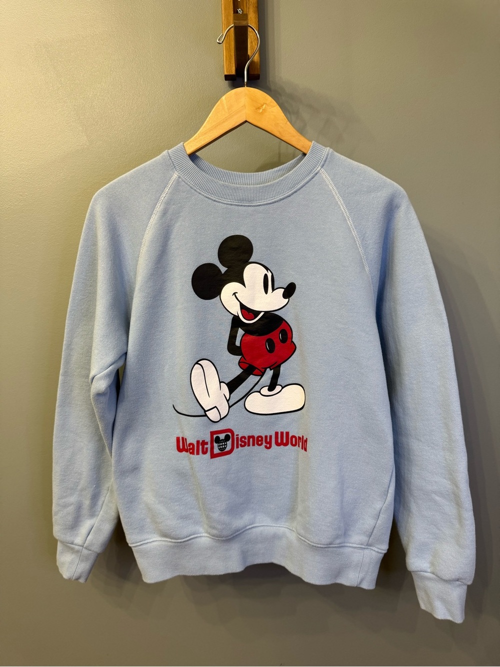 Disney Light Blue Mickey Graphic Crewneck Sweatshirt